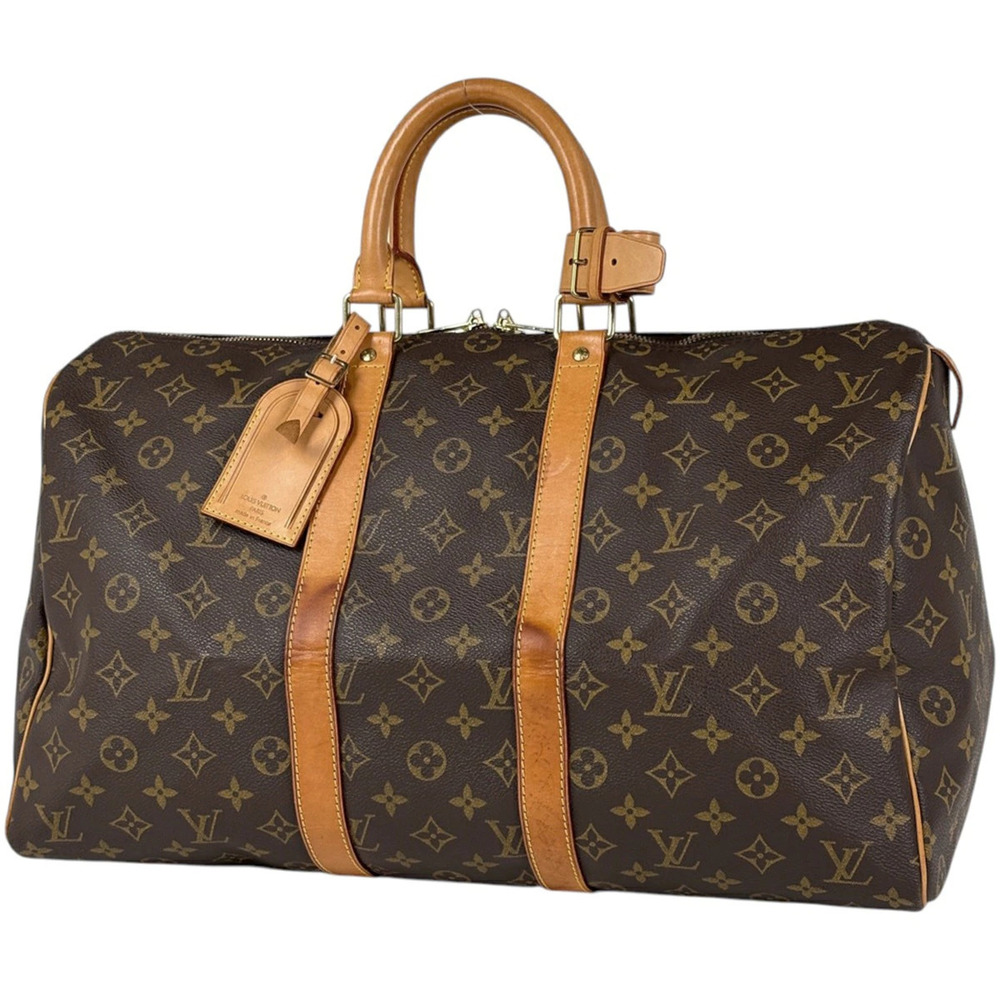 Louis Vuitton Keepall Boston Bag Handbag Monogram Brown